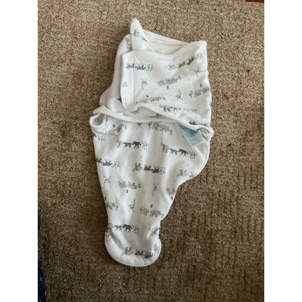 Aden + Anais Essentials Baby Swaddle Wrap‎ 0-3M White Safari Animal Print Cotton